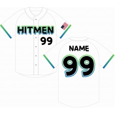 Hitmen Baseball  White SUBLIMATED FAUX FULL-BUTTON BASEBALL JERSEY